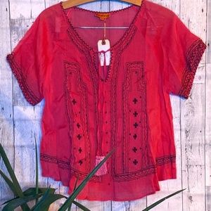 Roberta Freyman Roller Rabbit Silk Cotton Blend Top Medium